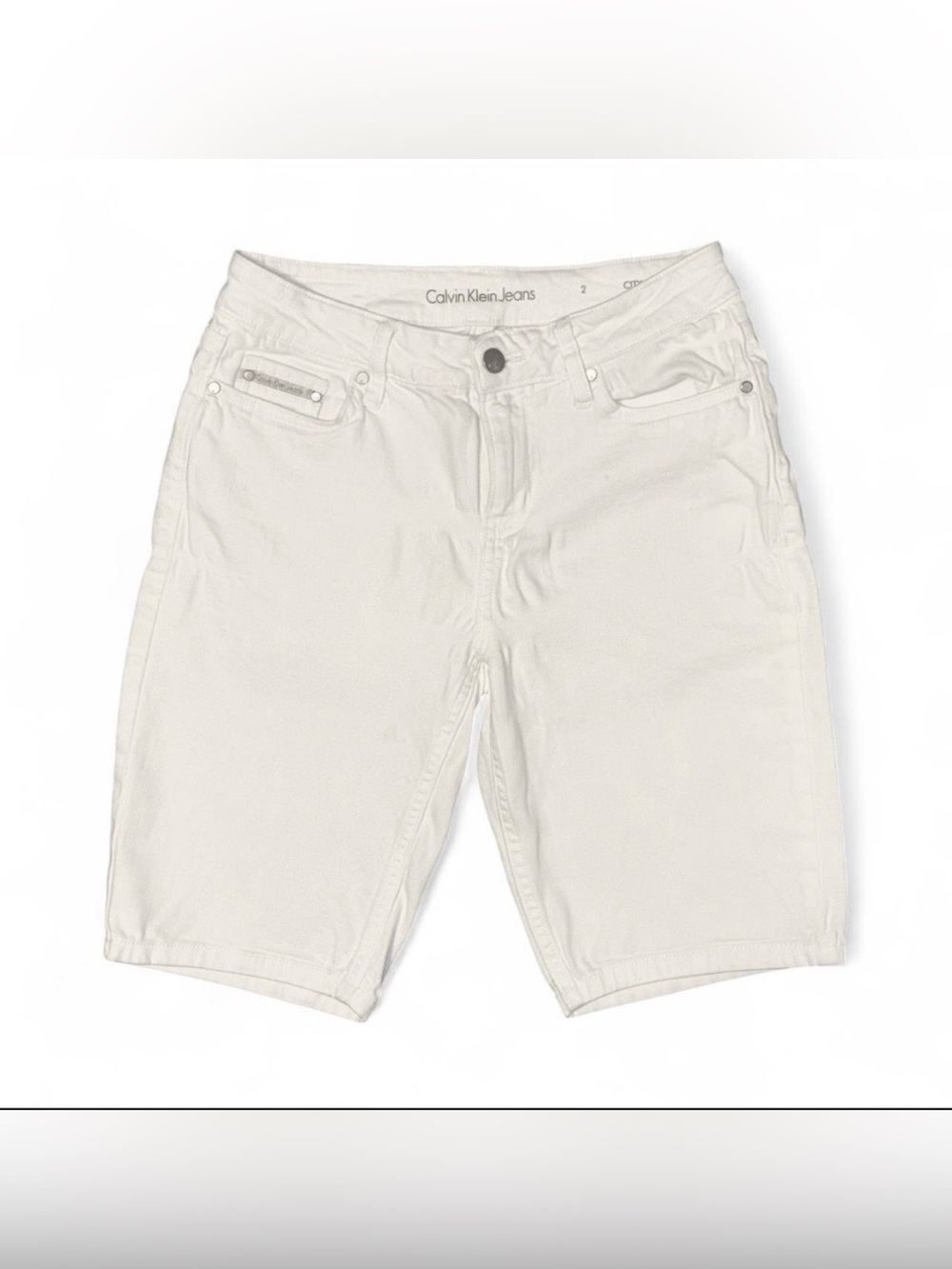 Calvin Klein Jeans White Denim City Bermuda Shorts